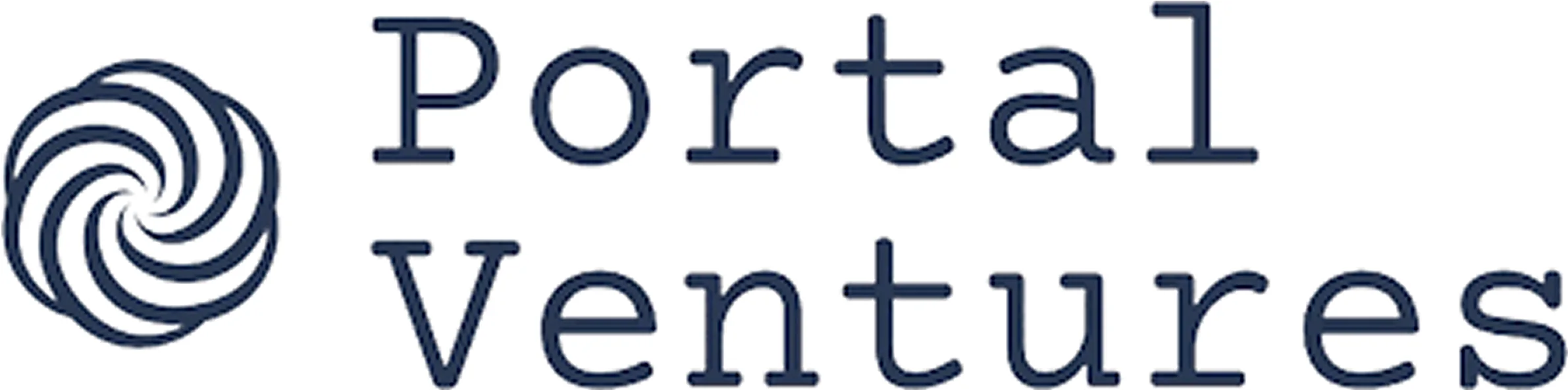 Logo with a circular swirl design next to the text 'Portal Ventures'.